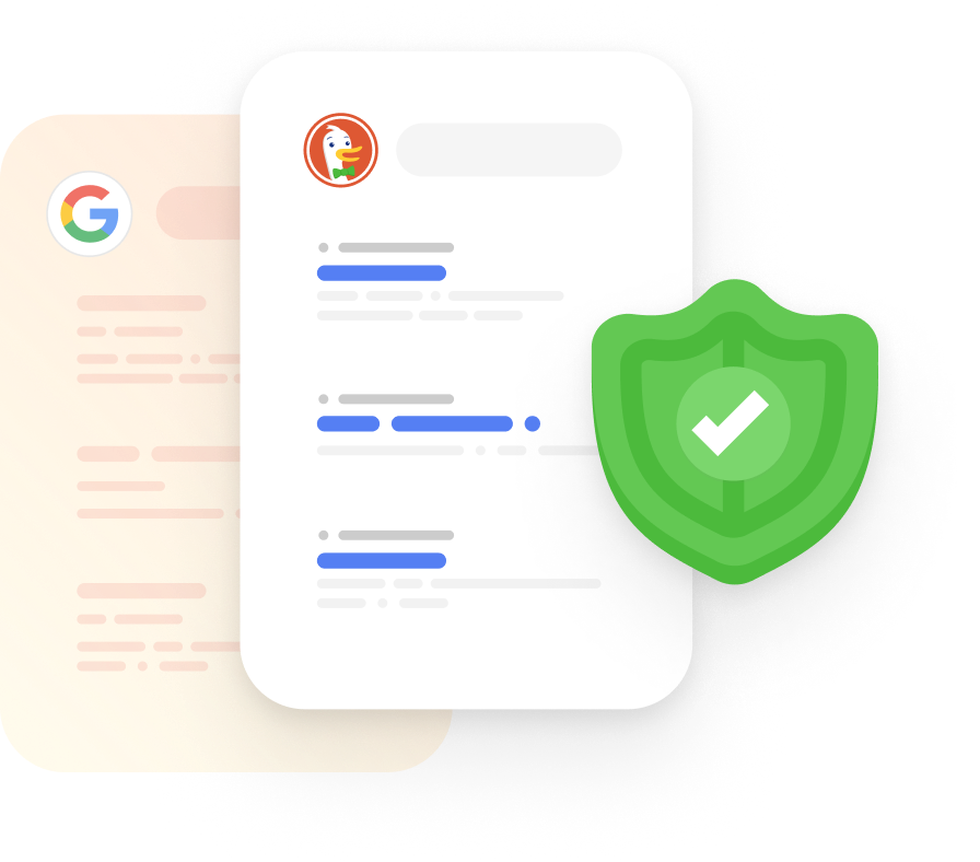 A DuckDuckGo screen with a green shield and checkmark