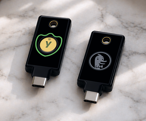 YubiKey set with USB-A, USB-C, and NFC connectors
