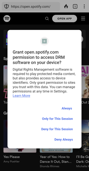 Screenshot of a browser location permission dialog