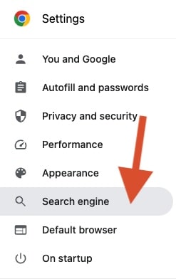 Chrome Desktop select search engine