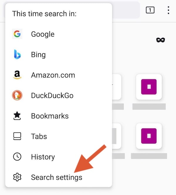 Firefox Android search settings