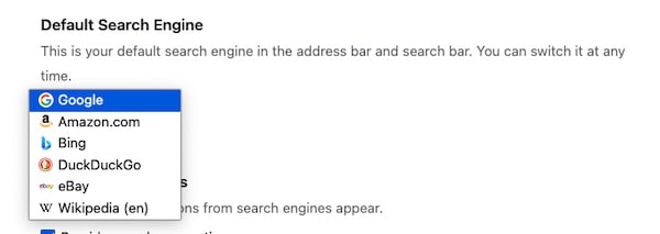 Firefox Desktop select search engine