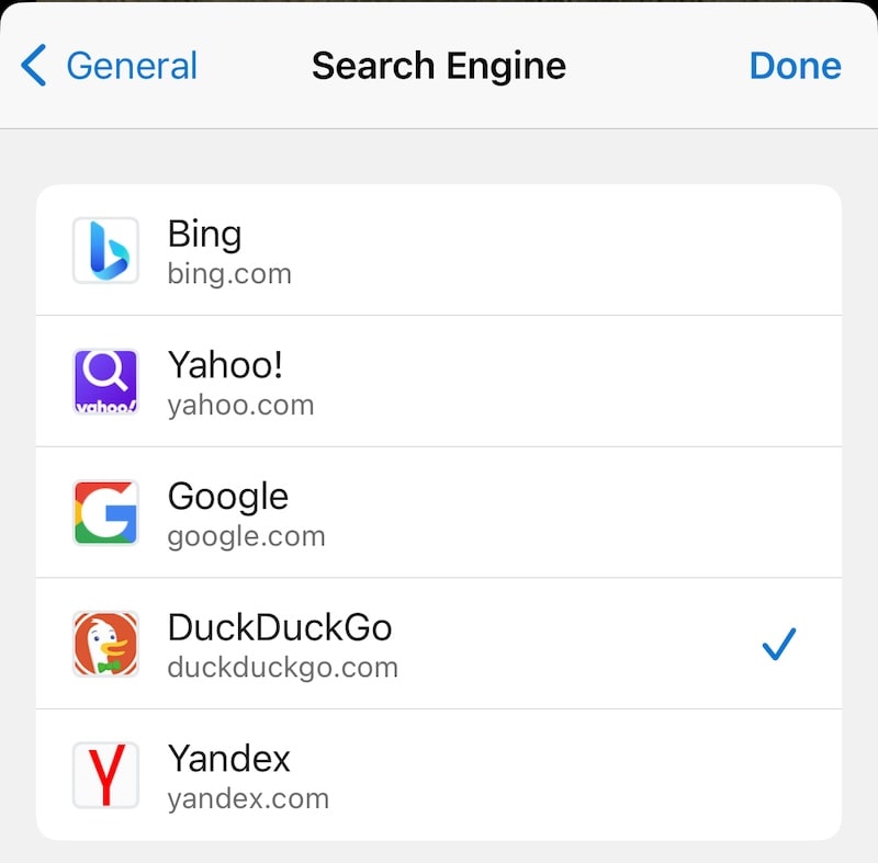 Microsoft Edge iOS change default search engine