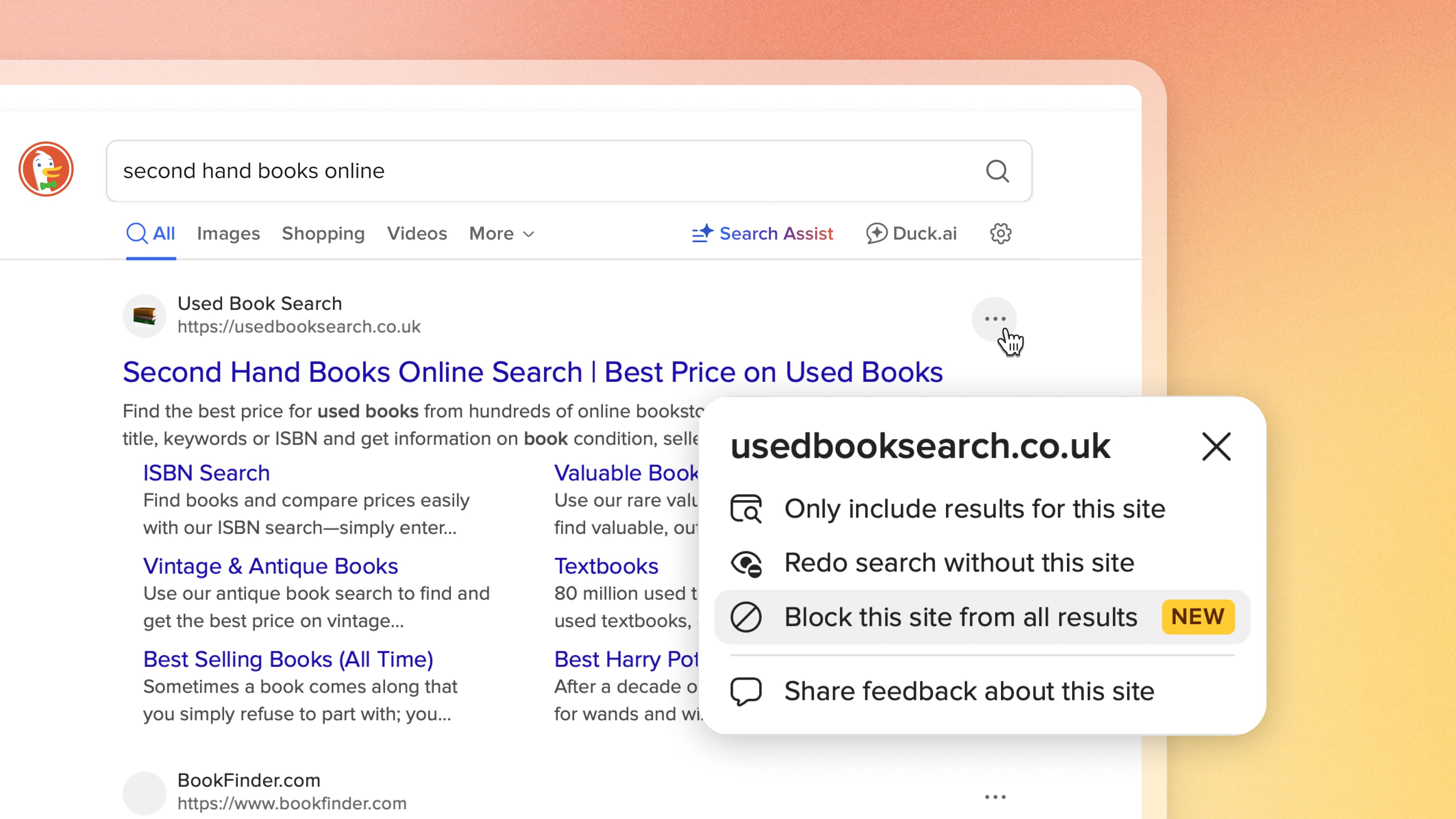 Block Sites in Search Results