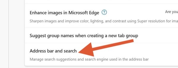 Microsoft Edge Windows address bar search