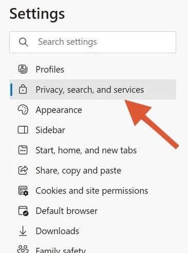 Microsoft Edge Windows privacy search services